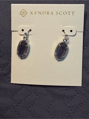 Kendra Scott Purple Elle Drop Earrings - Silver Tone - New